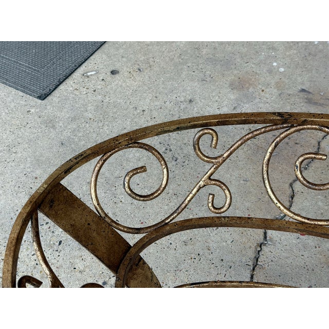 Hollywood Regency Hand Gilt Wrought Iron Oval Coffee Table - Newly Painted For Sale - Image 10 of 12