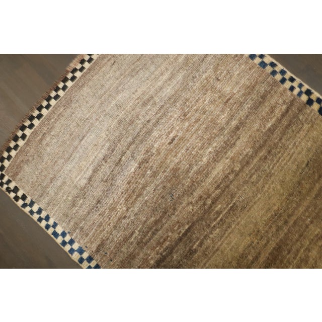 Textile Zabihi Collection Persian Gabbeh Checker Border Small Rug For Sale - Image 7 of 11