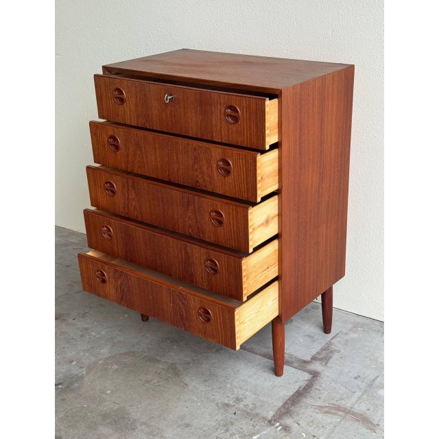 Mid Century Danish Teak Highboy Dresser - Vintage Scandinavian Chest of Drawers 1960s For Sale - Image 4 of 10