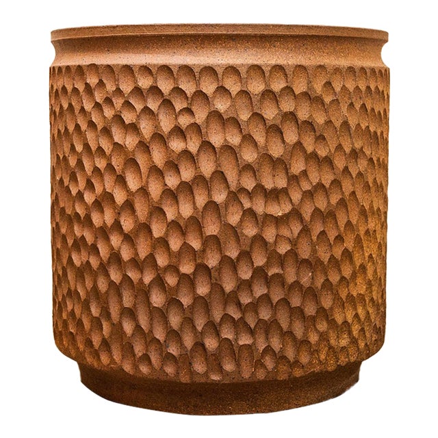 1970s Large Stoneware Thumbprint Planter by David Cressey & Robert Maxwell for Earthgender, Attributed For Sale