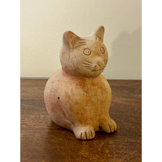 Vintage 1960s Mid-Century Terracotta Cat Sculpture Details: • Mid-century modern terracotta cat sculpture • Circa 1960s •...