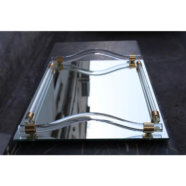 Metal Tray with Light Mirror and Brass, Italy, 1970s For Sale - Image 7 of 10