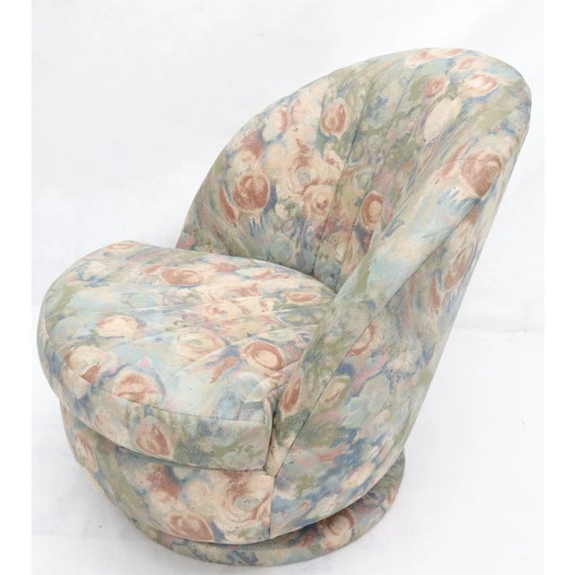 Thayer Coggin Thayer Coggin Swivel Scallop Shape Back Tilt Rocking Lounge Chair For Sale - Image 4 of 9