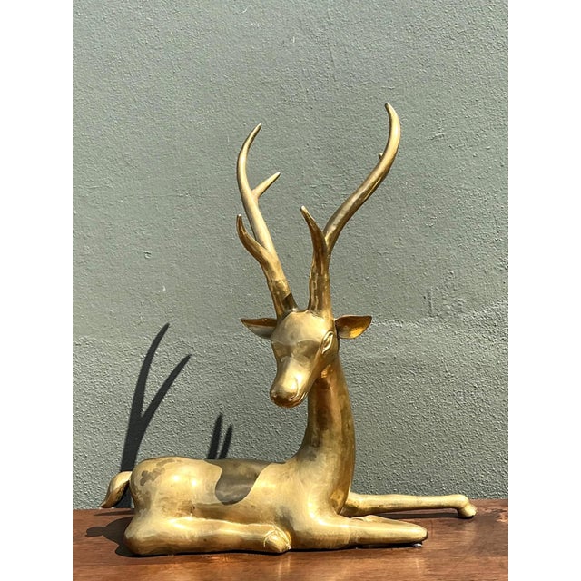Vintage Brass Deer Sculpture For Sale - Image 15 of 16