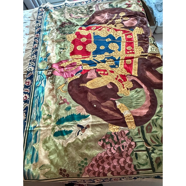 Vintage Indian Elephant Textile Wall Art, 1980s For Sale - Image 4 of 5