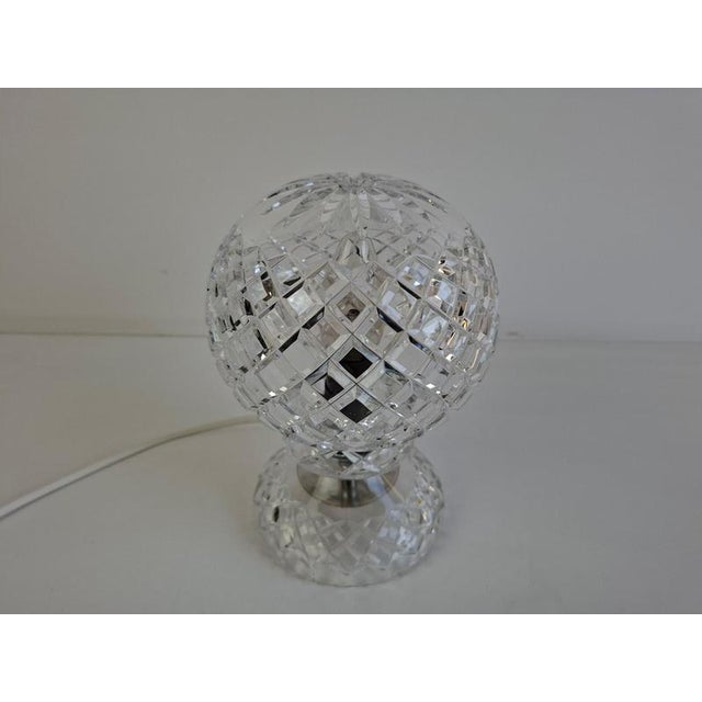 Boho Chic Mid-Century Modern Bohemian Czech Cut Crystal Table Lamp, 1970 For Sale - Image 3 of 14