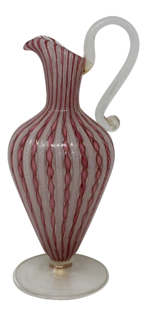 1950s Latticino Murano Pitcher