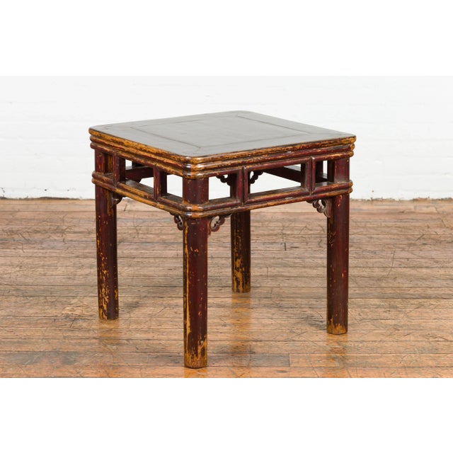 Antique Two-Tone Brown Square End Table For Sale - Image 12 of 12
