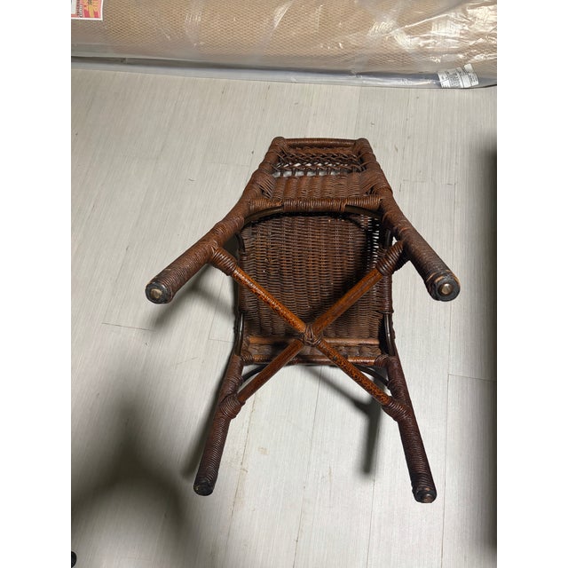 Wood 1930s Wicker Rattan Writing Desk & Chair For Sale - Image 7 of 12