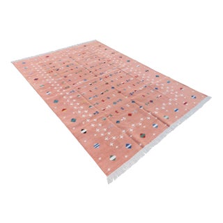 Handmade Cotton Shooting Star Rug, Pink Multi 6'x9' For Sale