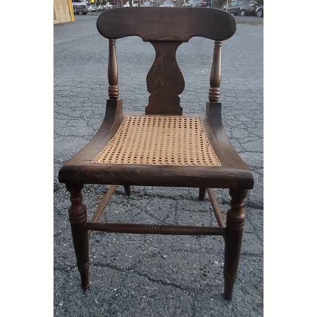 Wood Early 20th Century American Victorian Cane Seat Low Side Chair For Sale - Image 7 of 7