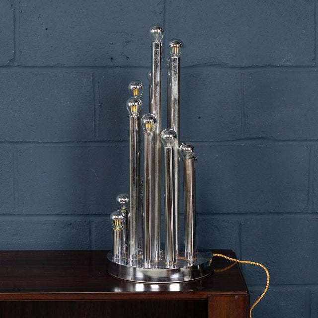 Vintage 20th Century Italian Chrome Multi-Light Table Lamp from Reggiani, 1970s For Sale - Image 9 of 18