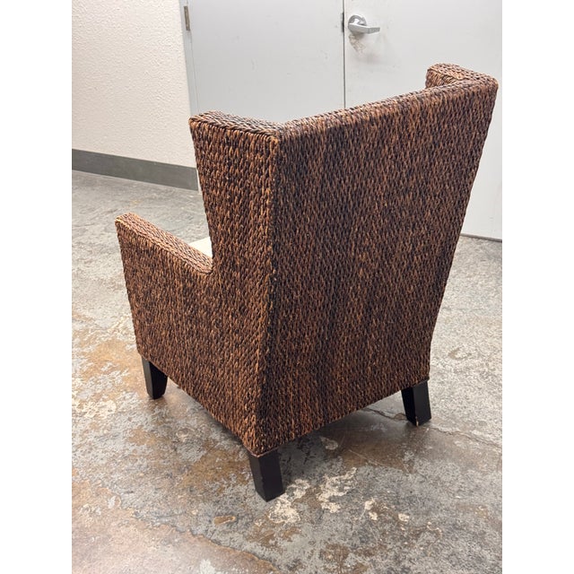 Crate & Barrel Woven High Back Armchair For Sale - Image 9 of 12