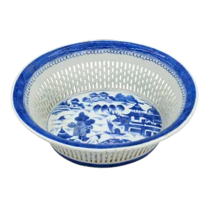 Circa 1830-60 Blue Canton Chestnut Basket