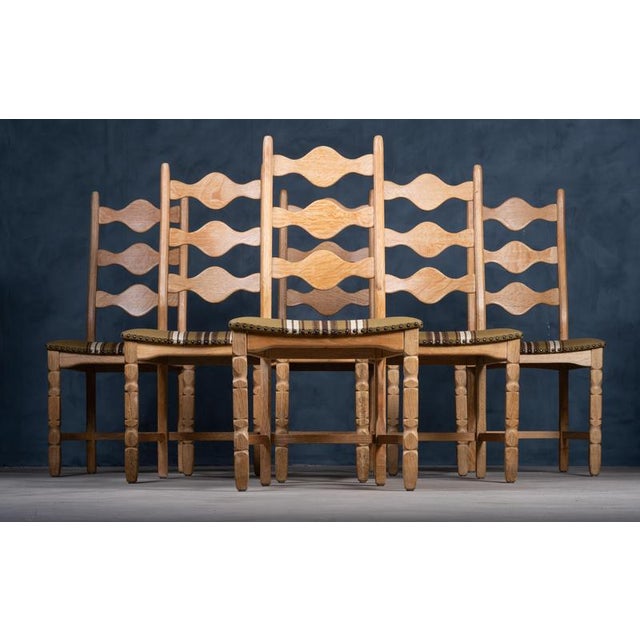 Brutalist Brutalist Oak Dining Chairs by Henning Kjærnulf, 1960s, Set of 6 For Sale - Image 3 of 10