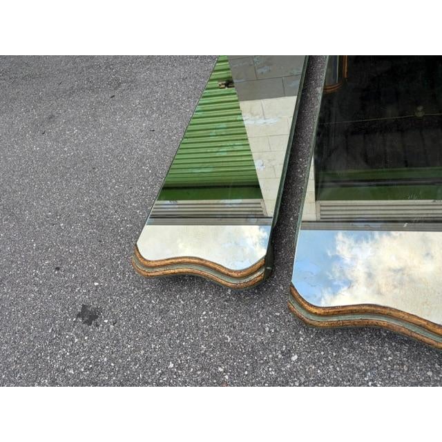 Antique Style Italian Baroque Venetian Hand Painted Aged Glass Top Dining Table For Sale - Image 4 of 7