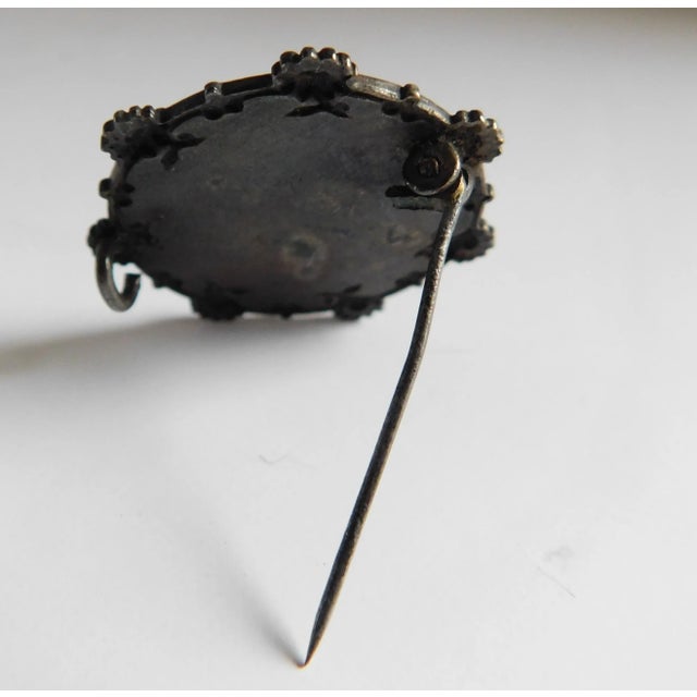 Metal Romorantin, France Antique Sterling and French Enamel Floral Brooch Pin For Sale - Image 7 of 9