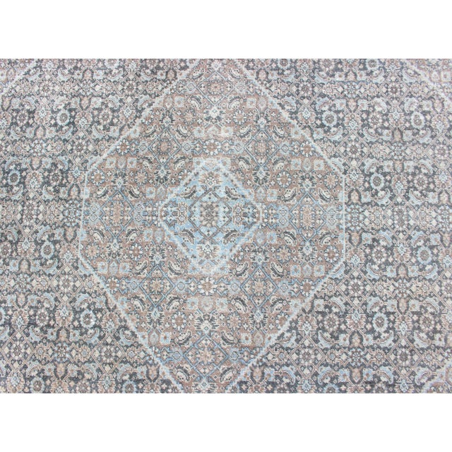 Medium Blue and Gray Background Persian Tabriz Rug With All-Over Herati Design 8'6 X 11'7 For Sale - Image 4 of 18