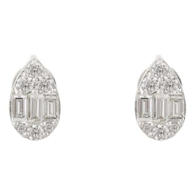 Fine Diamond Cluster Pear Shaped Stud Earrings, a Pair For Sale