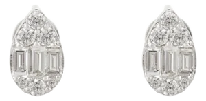 Fine Diamond Cluster Pear Shaped Stud Earrings, a Pair