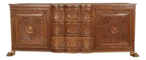 Asian Finely Hand Carved Sideboard From Java, Indonesia