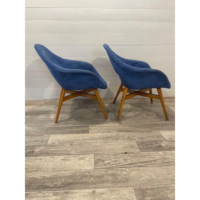 1960s Vintage Blue Upholstery Chairs by Navratil, 1960, Set of 2 For Sale - Image 5 of 9