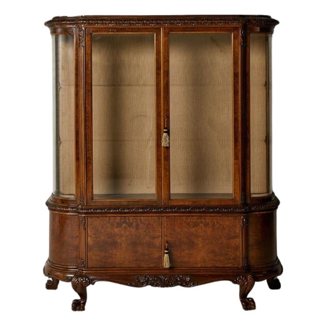 1930s Belgian Oak & Glass Buffet China Cabinet For Sale