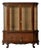 1930s Belgian Oak & Glass Buffet China Cabinet For Sale