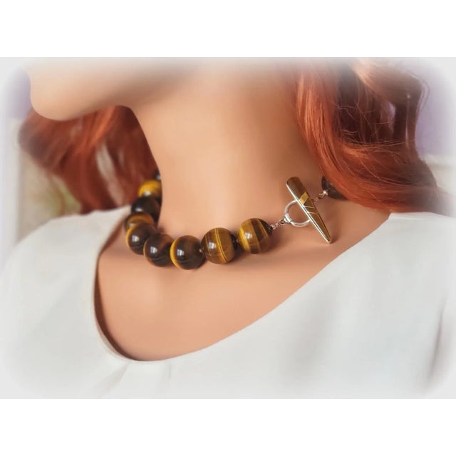 Contemporary Tiger Eye Beaded Necklace For Sale - Image 3 of 8