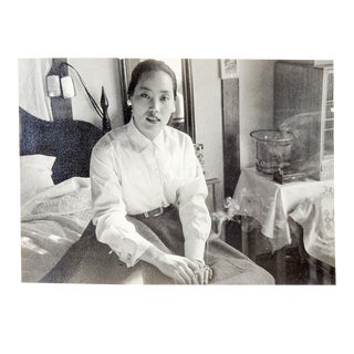Mid Century Glamorous Asian Woman Smoking Photograph For Sale