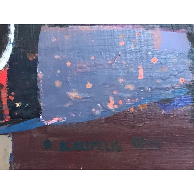 Mid Century Modern Abstract Cubist Cityscape Oil Painting by Robert Kaupelis For Sale In New York - Image 6 of 7