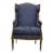 19th Century French Giltwood Wingback Chair with Blue Upholstery For Sale