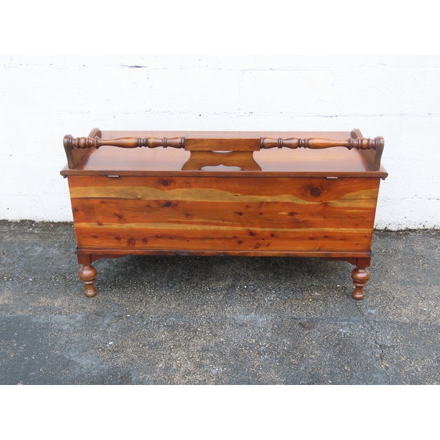 Brown Early 1900s Carved Bench Cedar Chest Blanket Trunk 6365 For Sale - Image 8 of 12