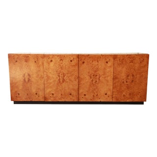 Milo Baughman Burled Olive Wood Credenza For Sale
