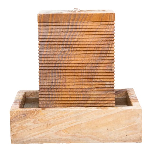 Handcarved Sandstone Modern Waterfall Fountain For Sale