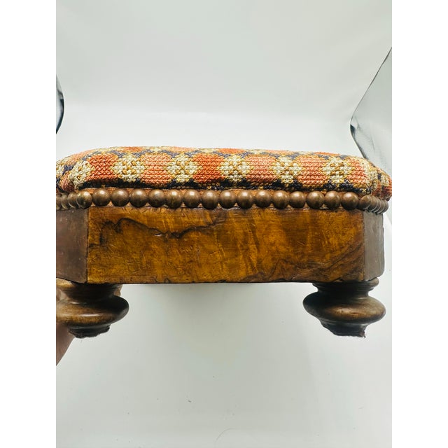Antique Footstool With Original Needlepoint For Sale In Charleston - Image 6 of 7