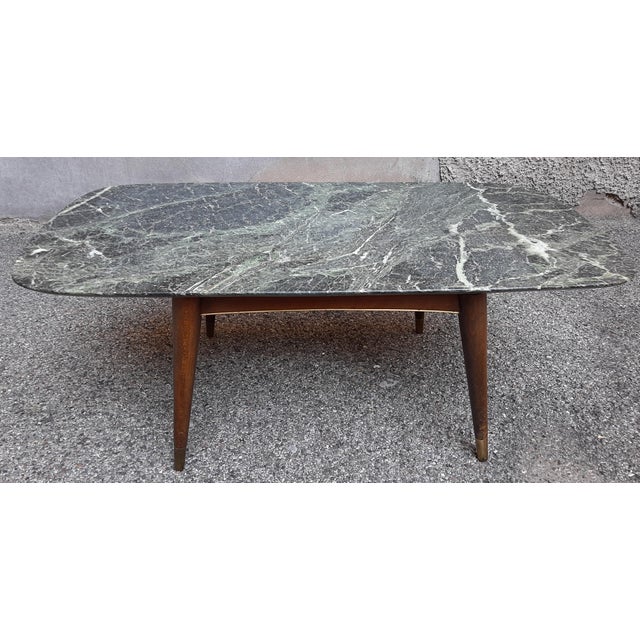Vintage Coffee Table with Green Alpi Marble Top, 1950s For Sale - Image 4 of 4