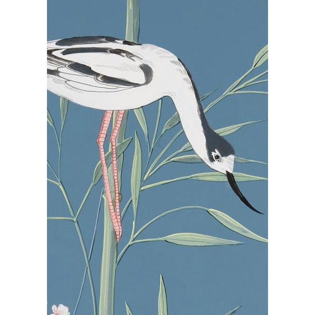 Blue “More Than Birds” Chinoiserie Blue Egret Heron Triptych Painting by Allison Cosmos For Sale - Image 8 of 9
