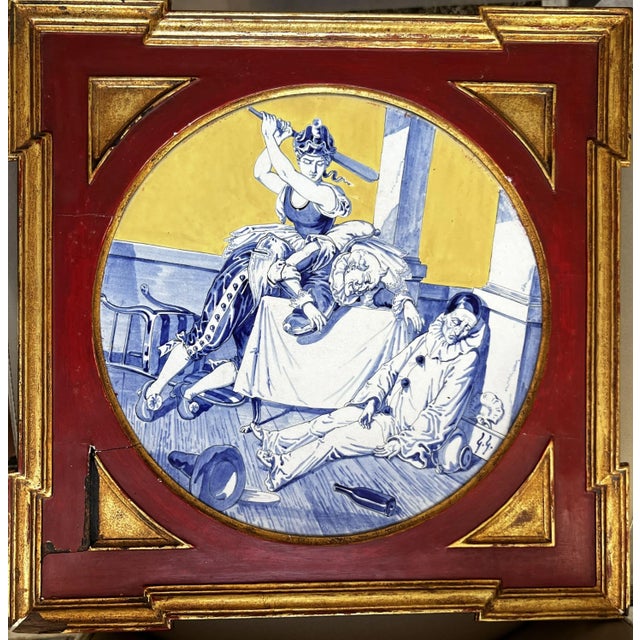 Hand-Painted Earthenware Wall Plate, 1900 For Sale - Image 4 of 9