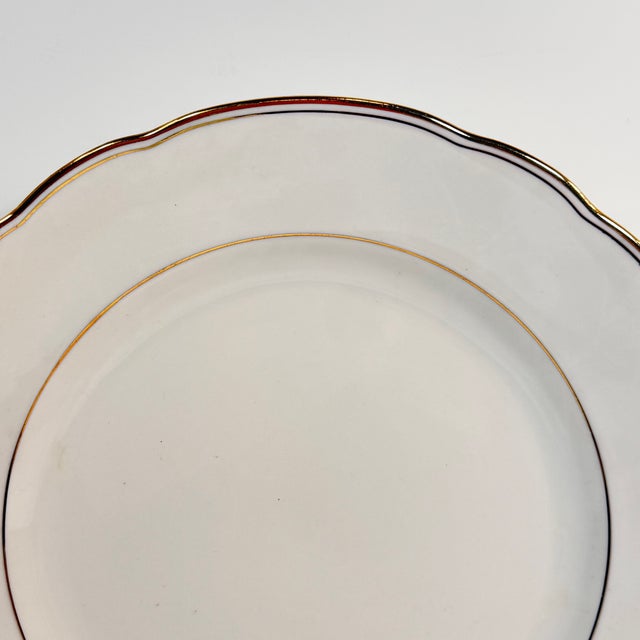 Ceramic Late 20th Century French Country White Bavarian Porcelain Dinnerware Set, Scalloped Gold Trim, 40 Pieces For Sale - Image 7 of 18