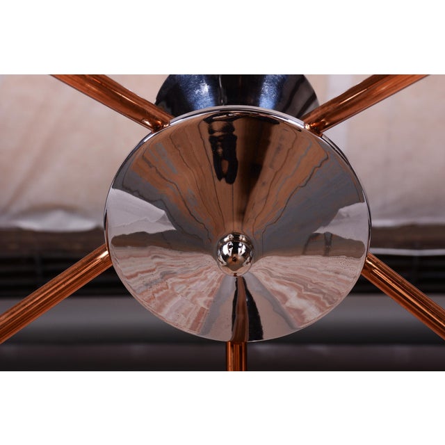 Mid-Century Copper and Chrome Chandelier from Drukov, Czech, 1960s For Sale - Image 4 of 14