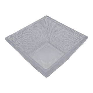 1990s Tiffany Crystal Basketweave Square Bowl For Sale