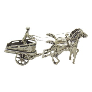Vintage Italian Handmade Silver Roman Biga Chariot with Horses Figurine, Tuscany, 1970s For Sale