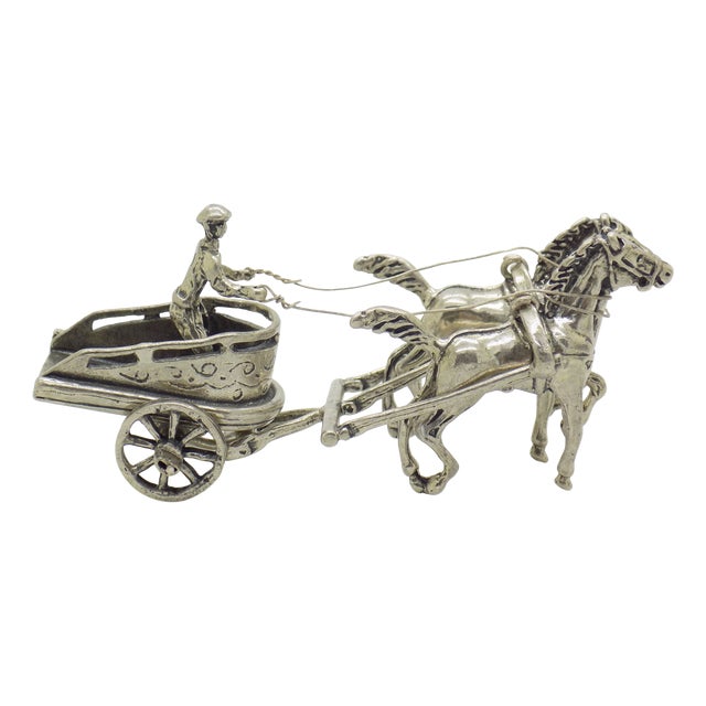 Vintage Italian Handmade Silver Roman Biga Chariot with Horses Figurine, Tuscany, 1970s For Sale