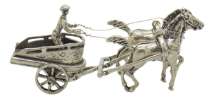 Vintage Italian Handmade Silver Roman Biga Chariot with Horses Figurine, Tuscany, 1970s