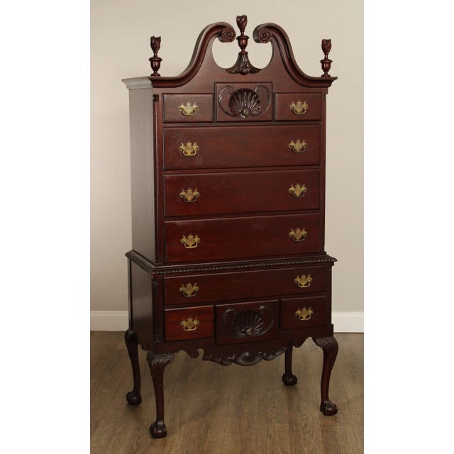 Chippendale Style Antique Bench Made Mahogany Highboy Chest For Sale - Image 4 of 12