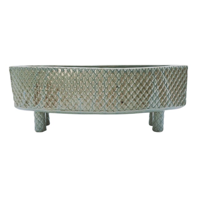 California Studio Pottery Ikebana Vessel by Irene Jenkins – Footed Rectangular Form For Sale