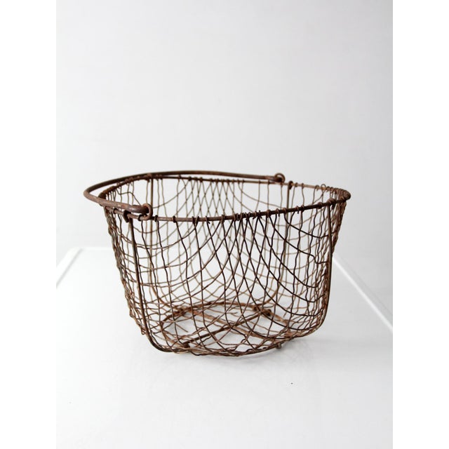 Farmhouse Antique Handmade Wire Gathering Basket For Sale - Image 3 of 13