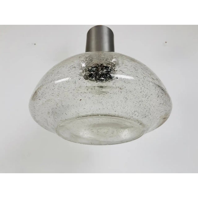 Rare Doria Midcentury Brass and Ice Glass Pendant Lamp, 1960s For Sale - Image 10 of 13