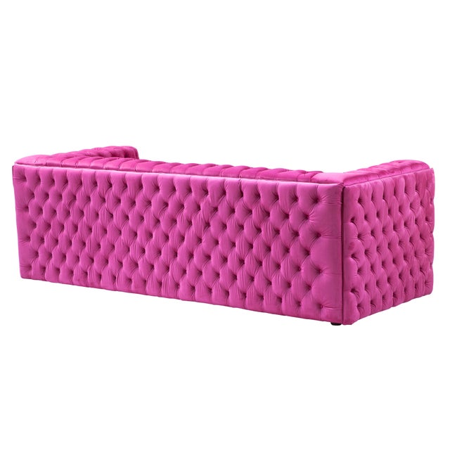 Modern Vicenza Velvet Tufted Sofa, Fuschia For Sale - Image 3 of 8